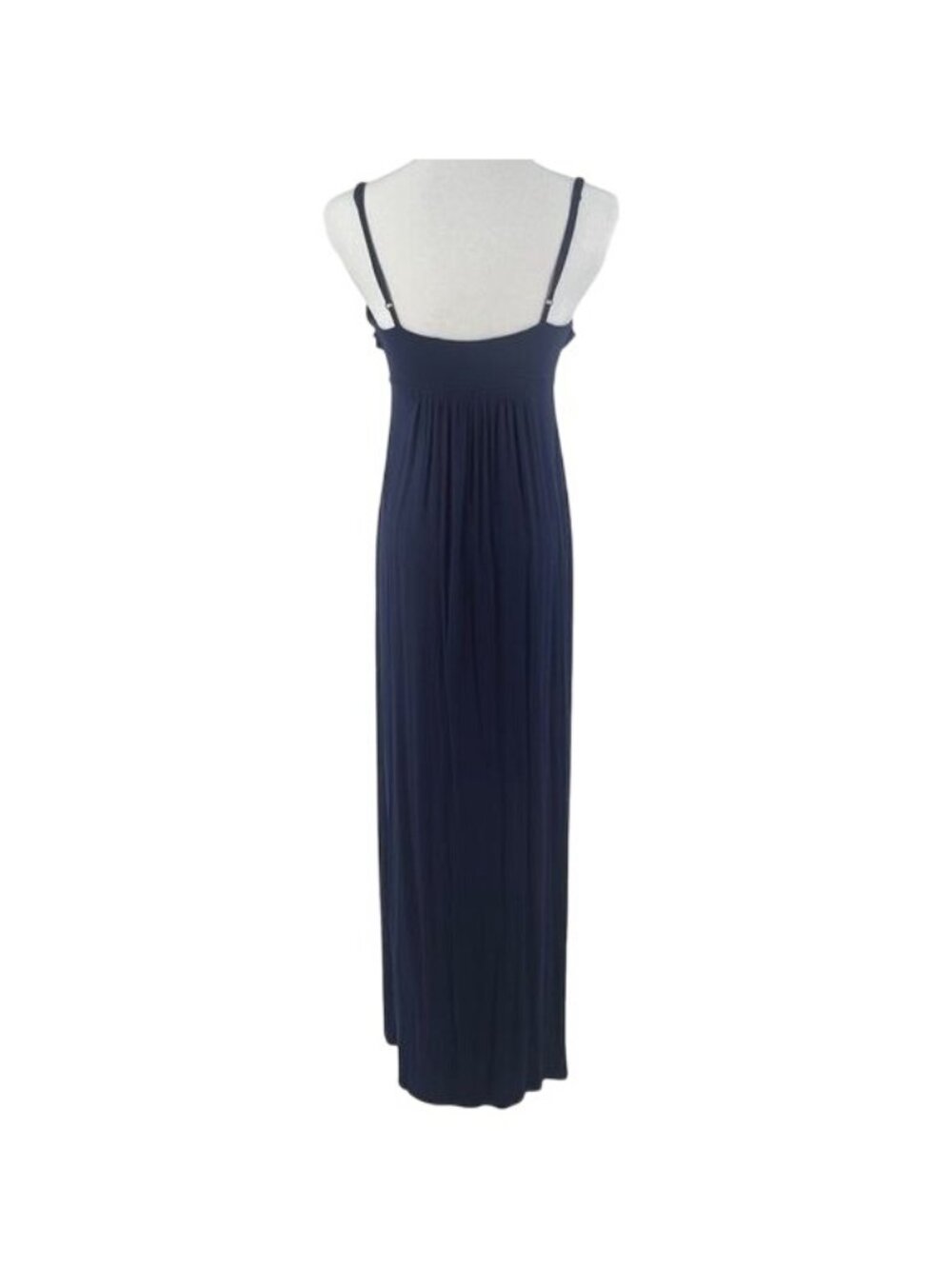 VTG Navy Blue Ruffle Hem Empire Waist Maxi Dress | Dark Coquette Romantic Grunge - Picture 8 of 16